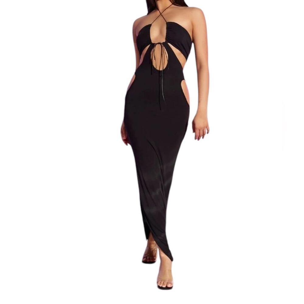 Black cut out maxi dress